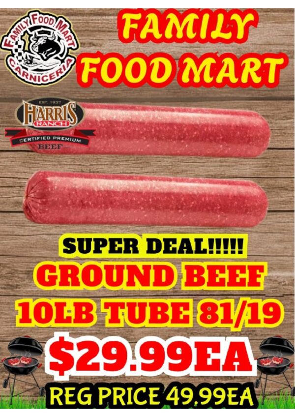 GROUND BEEF 10LB TUBE 81/19